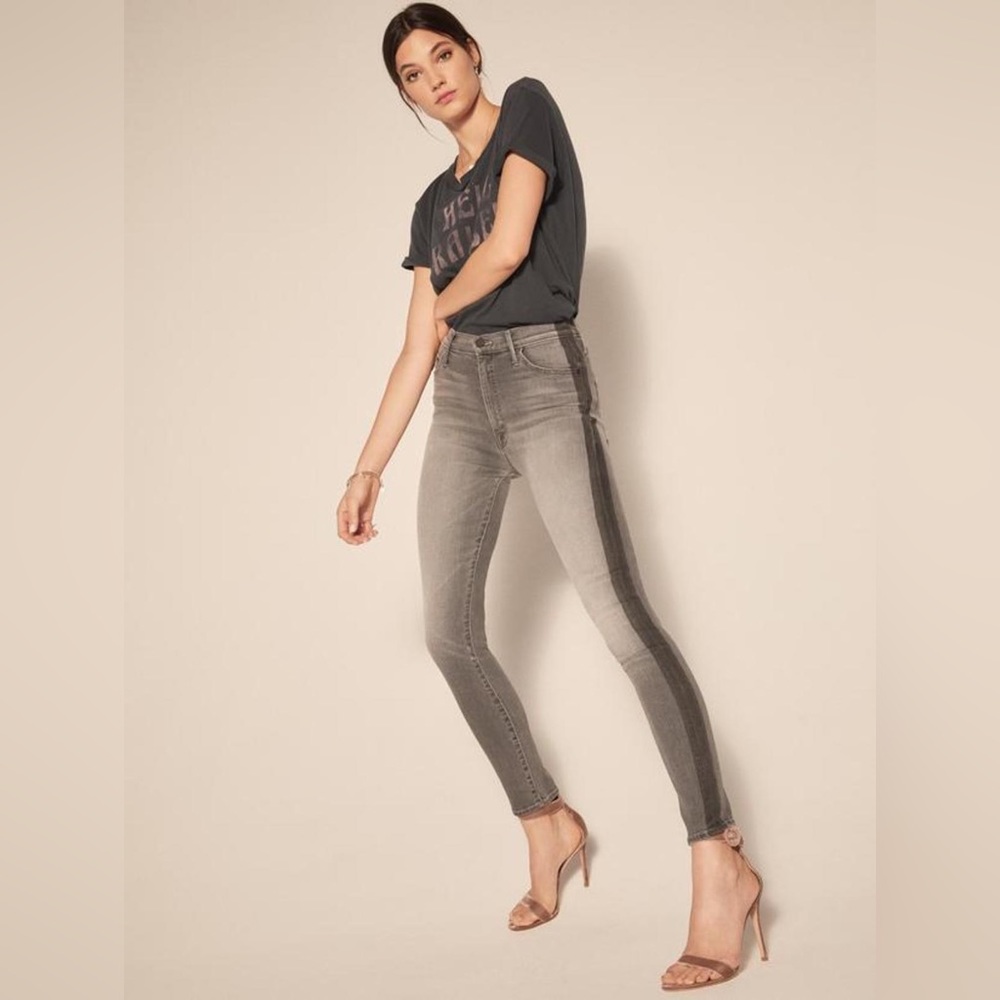 🩶MOTHER THE SWOONER SUPERMOON STRIPED JEANS IN FADED OUT GREY WASH 29